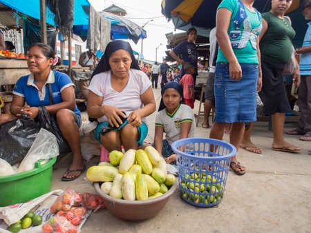 Caballococha, Peru - Dec, 2017: Typical local bazaar in a small village Caballococha on the banks of Amazon River, Amazonia, Peru. South America.のeditorial素材