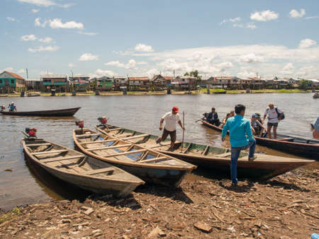 Belen, Peru- Dec 2017: Daily Life on the water in the floodplain of the Itaya River, poorest part of...