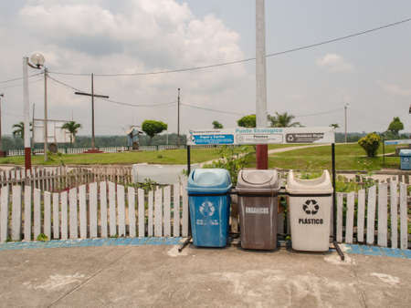 Pebas, Peru - Sep, 2017: Garbage segregation in a town in the Amazon rainforest. Amazon. South America.のeditorial素材