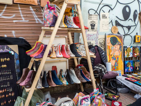 Bogota, Colombia - November 2019: Colorful shoes sold on Bogota Street. Columbia. Latin America. UNESCO Intangible Cultural Heritage Listsのeditorial素材