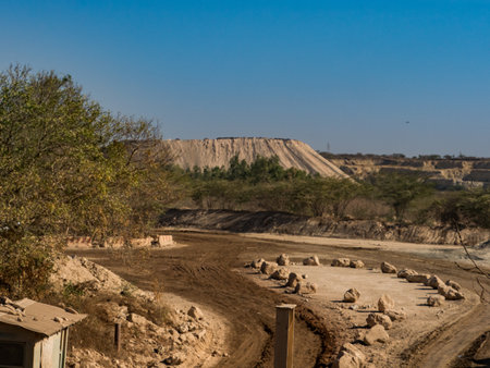 Senegal, Africa - Jan, 2019: Heaps of earth in an open pit mine in Senegal, Africaの写真素材
