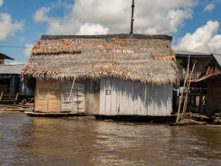 BelÃ©n, Peru- March, 2016: Floating houses in the floodplain of the Itaya River, poorest part of Iquitos - BelÃ©n. Venice of Latin America.Region Loreto, Province Maynas. Amazon. South America.のeditorial素材