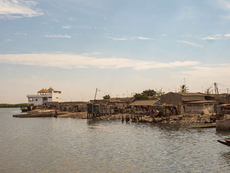 Joal-Fadiouth, Senegal - January 2019: Destroyed fisherman's houses. City of Joal-Fadiouth. A commune in the ThiÃ¨s region at the end of the Petite CÃ´te of Senegal. Africa.のeditorial素材