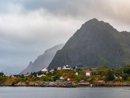 Moskenes, Lofoten, Northern Norway - August 2019. The typical Norwegian fishing village of Moskenes...
