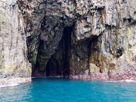 Vestmanna Sea Cliffs - view from teh boat. Streymoy. Faroe Islands. Kingdom of Denmark. Europe.