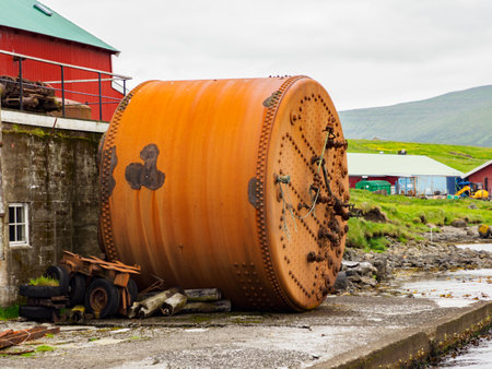 ViÃ° Ãir, Faroe Islands -Jul 2021: The last whaling station in the Northern Hemisphere, today an interesting monument. The closed station is a reminder of the times when sea mammals were hunted. Europeのeditorial素材
