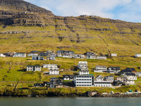 Klaksvik , Raroe Island - Oct,2020: View of the Klaksvik city on Bordoy island, Faroe Islands, Denmark North Europe.のeditorial素材