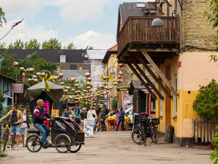 Kopenhagen, Denmark, - July, 2021: Christiania, called free town, is an community in the borough of Christianshavn. It is an intentional hippie community in Copenhagen. Christiania Freetown, Europeのeditorial素材