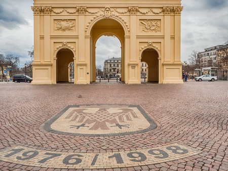 Potsdam, Potsdam, Germany - Mar 2019: Brandenburg Gate from the city side by Carl von Gontard - is one of the three preserved gates of Potsdam.のeditorial素材