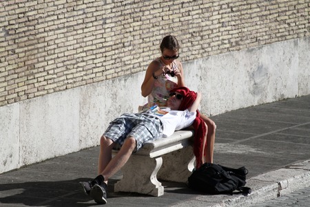 Couple of tourist in Rome relaxingのeditorial素材