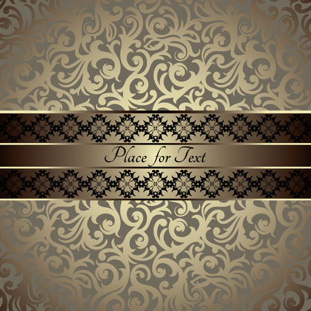 Vintage card with a border on floral wallpaper, luxury golden design のイラスト素材