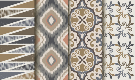 Collection of 4 retro patterns, seamlessのイラスト素材