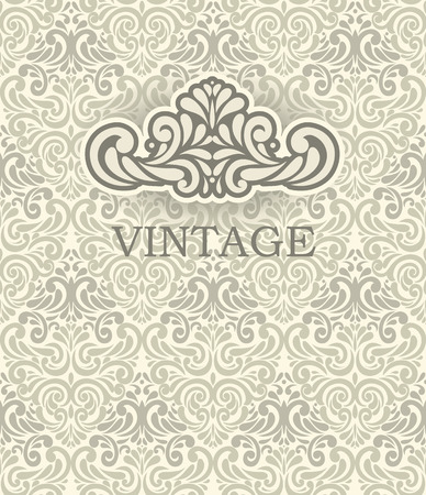 Seamless beige Ornamental pattern with Vintage frameのイラスト素材