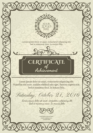 Classic Certificate of Achievement, vintage Frame, logo and design elementsのイラスト素材