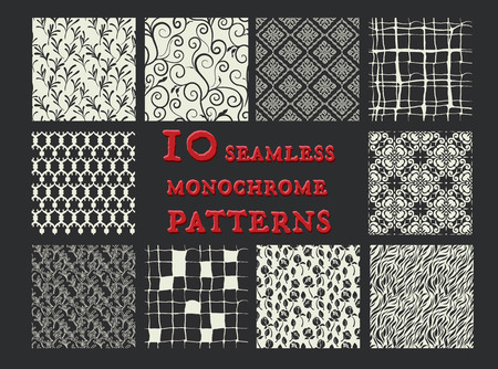 10 seamless monochrome patternsのイラスト素材