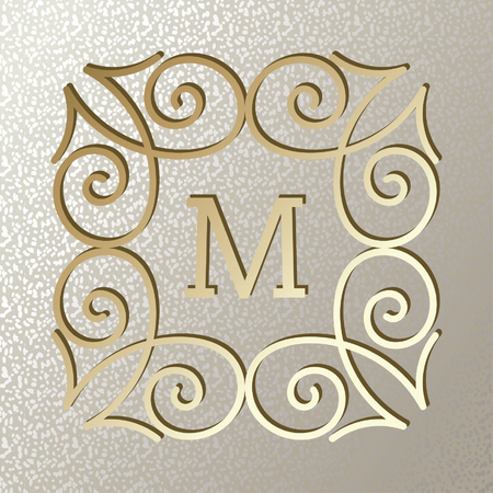 Vintage card with elegant golden frameのイラスト素材