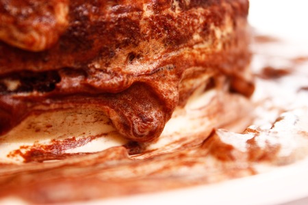 isolated chocolate chiffon cake, dark. on whiteの写真素材