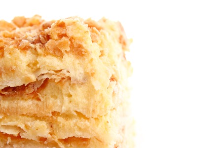 isolated napoleon cake on white background. macroの写真素材