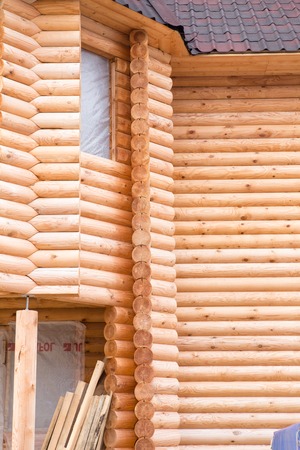 wooden hause of timber. sectioned log. constructionのeditorial素材
