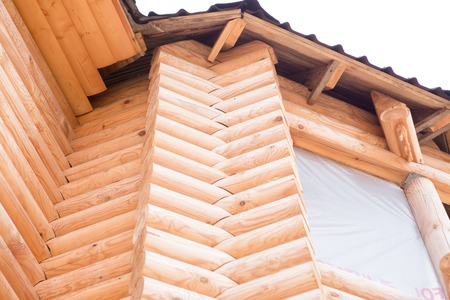 wooden hause of timber. sectioned log. constructionのeditorial素材