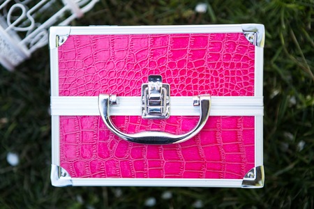 makeup bag of pink colormade of steelの写真素材