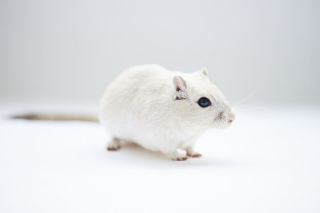 White hamster isolated on white background with copy space for text.の写真素材