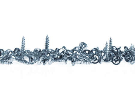 Row of screws isolated on white background