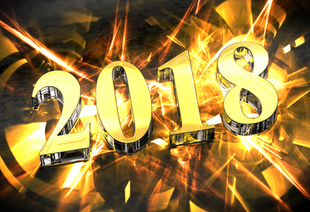 New Year 2018 Christmas celebration with golden causticsの写真素材
