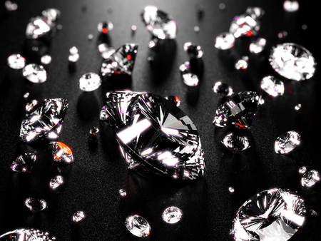 Brilliant diamonds of different sizesの写真素材