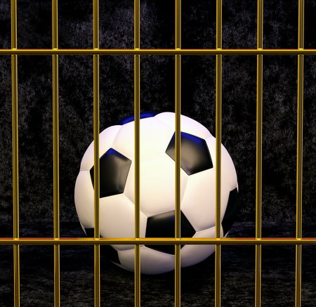 Football in gilded cage, 3d illustrationの写真素材
