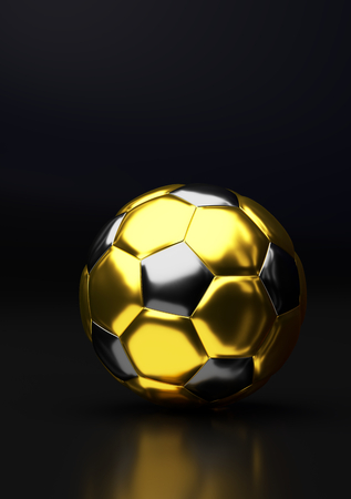 Background of a golden soccer ball in portrait orientationの写真素材