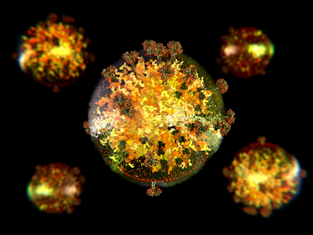 Close-up of HIV cells, 3d illustrationの写真素材