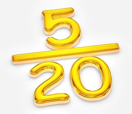 Golden score of five out of twenty illustrationの写真素材