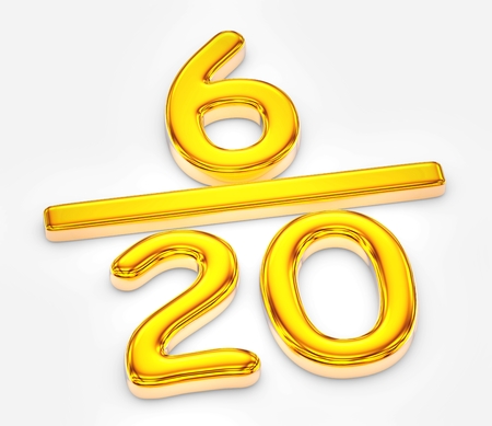 Golden score of six out of twenty illustrationの写真素材