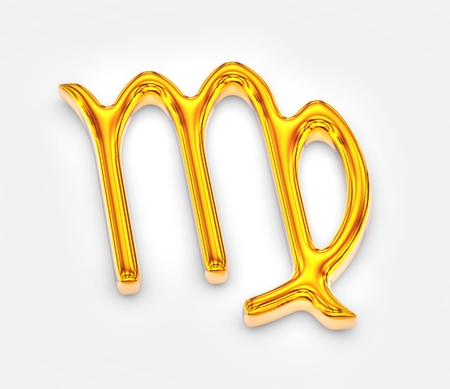 Sign of the zodiac in gold on white background - Virgoの写真素材
