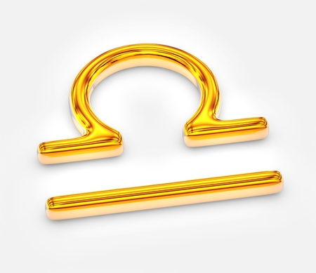 Sign of the zodiac in gold on white background - Libraの写真素材