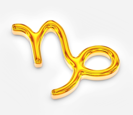 Sign of the zodiac in gold on white background - Capricornの写真素材