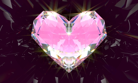 Realistic pink diamond with caustic light on black backgroundの写真素材