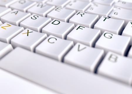Close-up on a white keyboardの写真素材