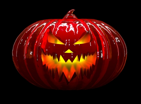 Red glassy pumpkin. 3d illustrationの写真素材