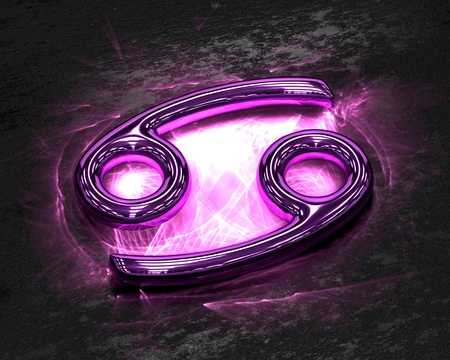Sign of the zodiac in pink metal with caustics - Cancerの写真素材