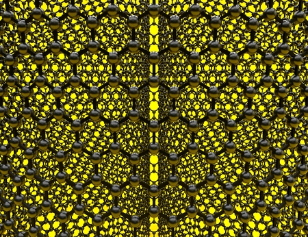 Closeup on a graphene tube, isolated on yellow backgroundの写真素材