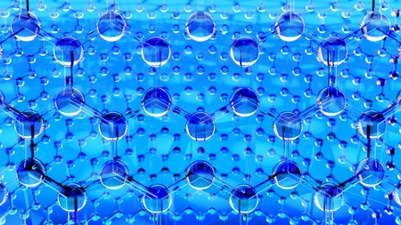 Closeup on a blue graphene structure