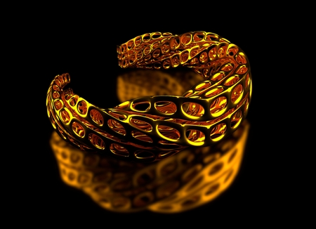 Golden 3d printed braceletの写真素材