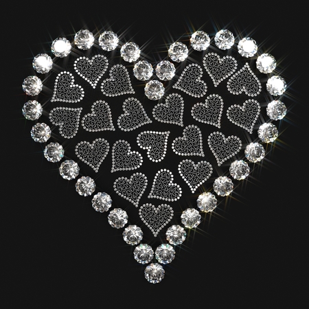Heart made of small shiny diamondsの写真素材