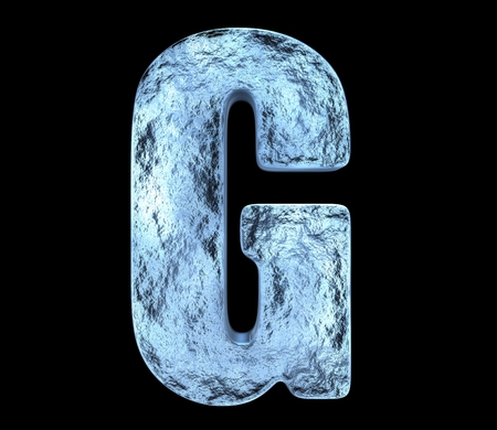 Ice letter 'G' with cracks and bumpsの写真素材