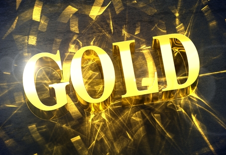 Golden 'GOLD' word with caustic lightの写真素材