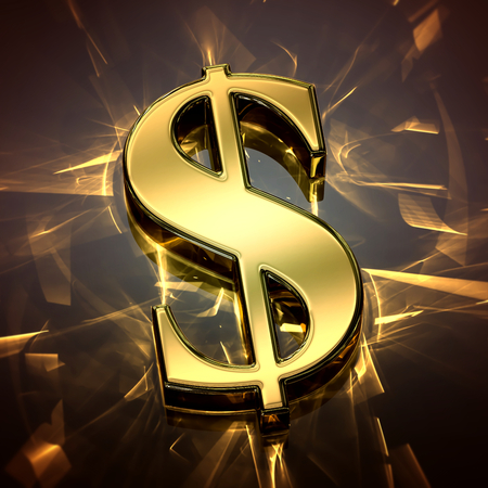 Dollar symbol with caustic lightの写真素材
