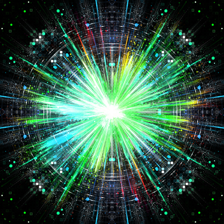 Science fiction green explosionの写真素材