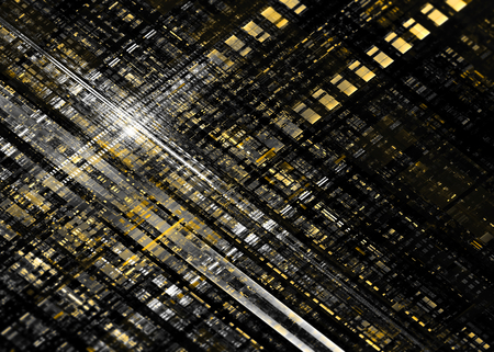Quantum computing background, electronic circuit boards design with fractal cellsの写真素材